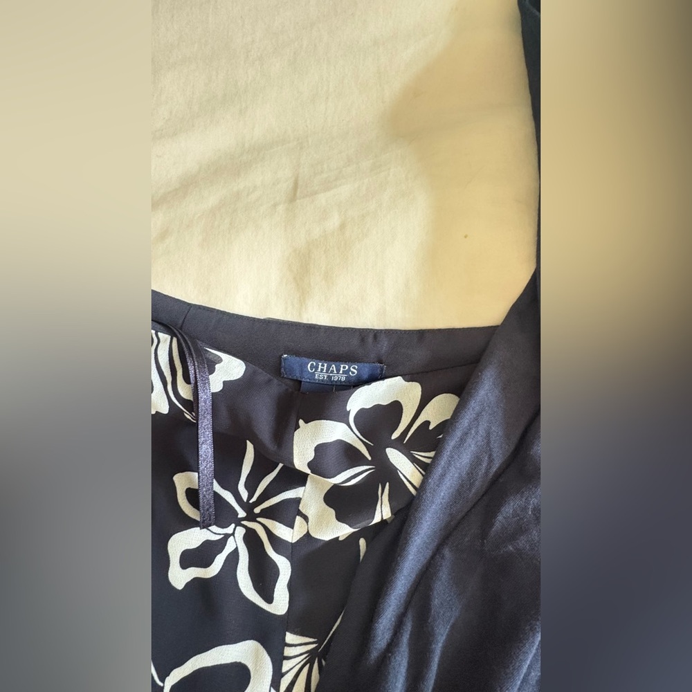 NWT Chaps Navy and Cream Floral Skirt and Top - Picture 4 of 6